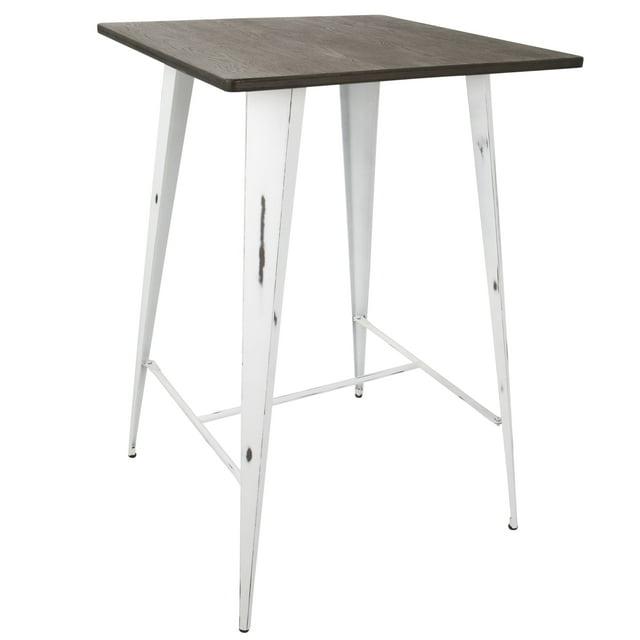 Oregon Bar Height Table with Vintage White Frame/Espresso Wood - LumiSource