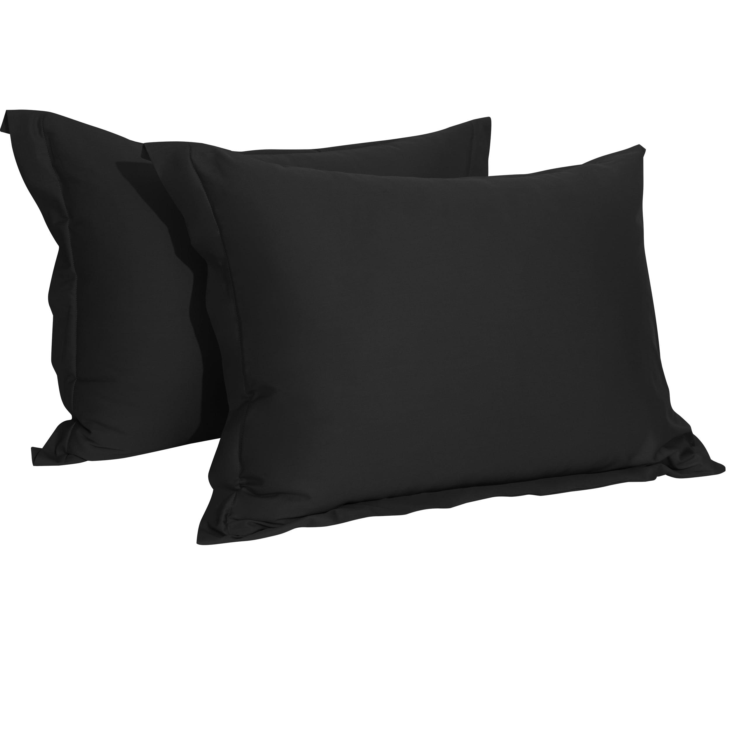 Midnight Black Organic Cotton Standard Pillow Shams Set