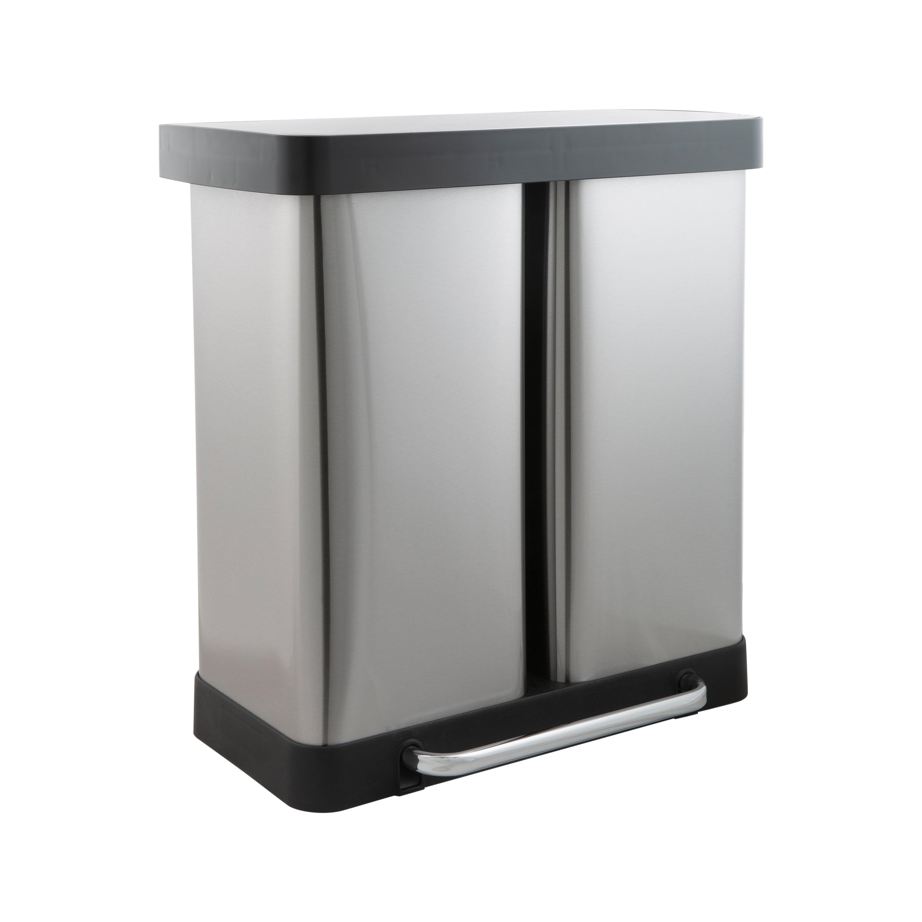 60L Stainless Steel Dual Compartment Kitchen Recycling Bin