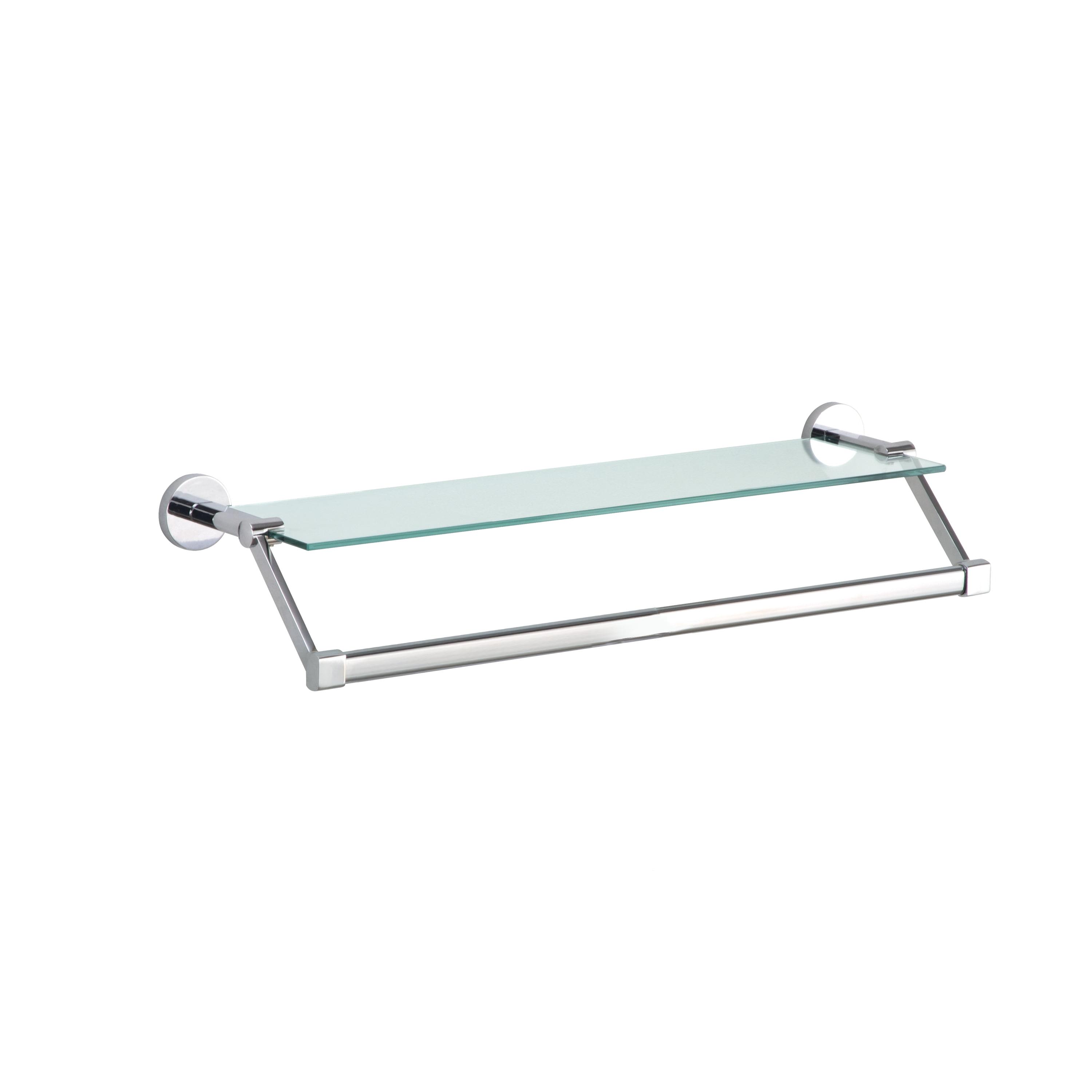 Clear Glass Wall Shelf with Chrome Towel Bar