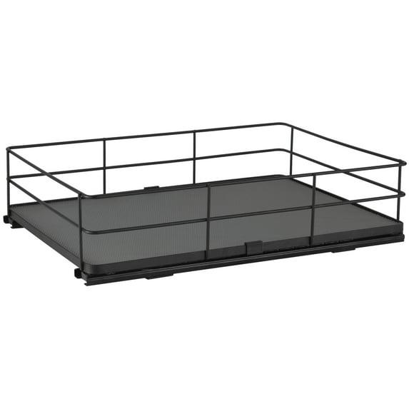 Organize It All 13.8"x20" Slide Out Shelf Organizer: Steel Kitchen Cabinet Storage, Black, 4.5" Height, 16.16 lbs