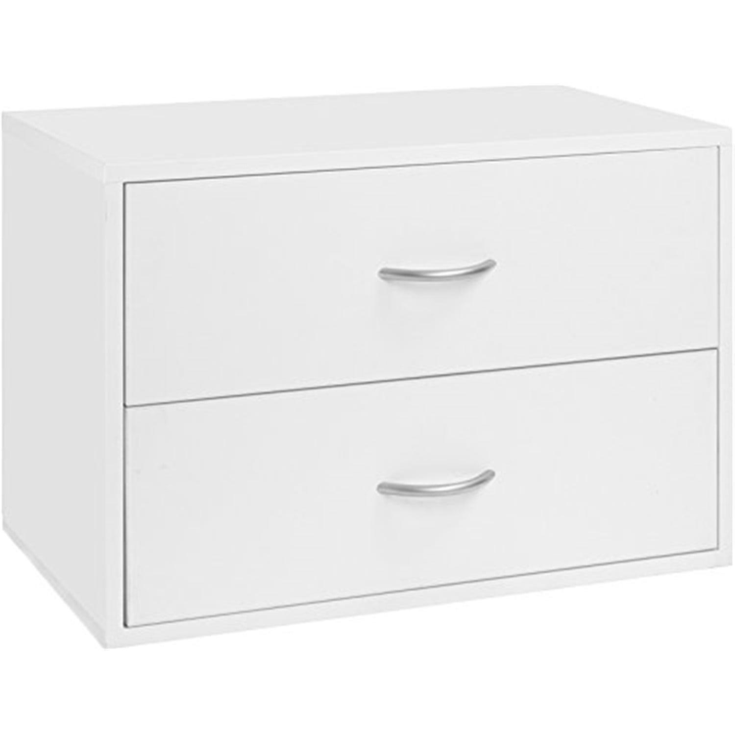 Sleek White 2-Drawer Modular Storage O-Box, 16" H x 24" W
