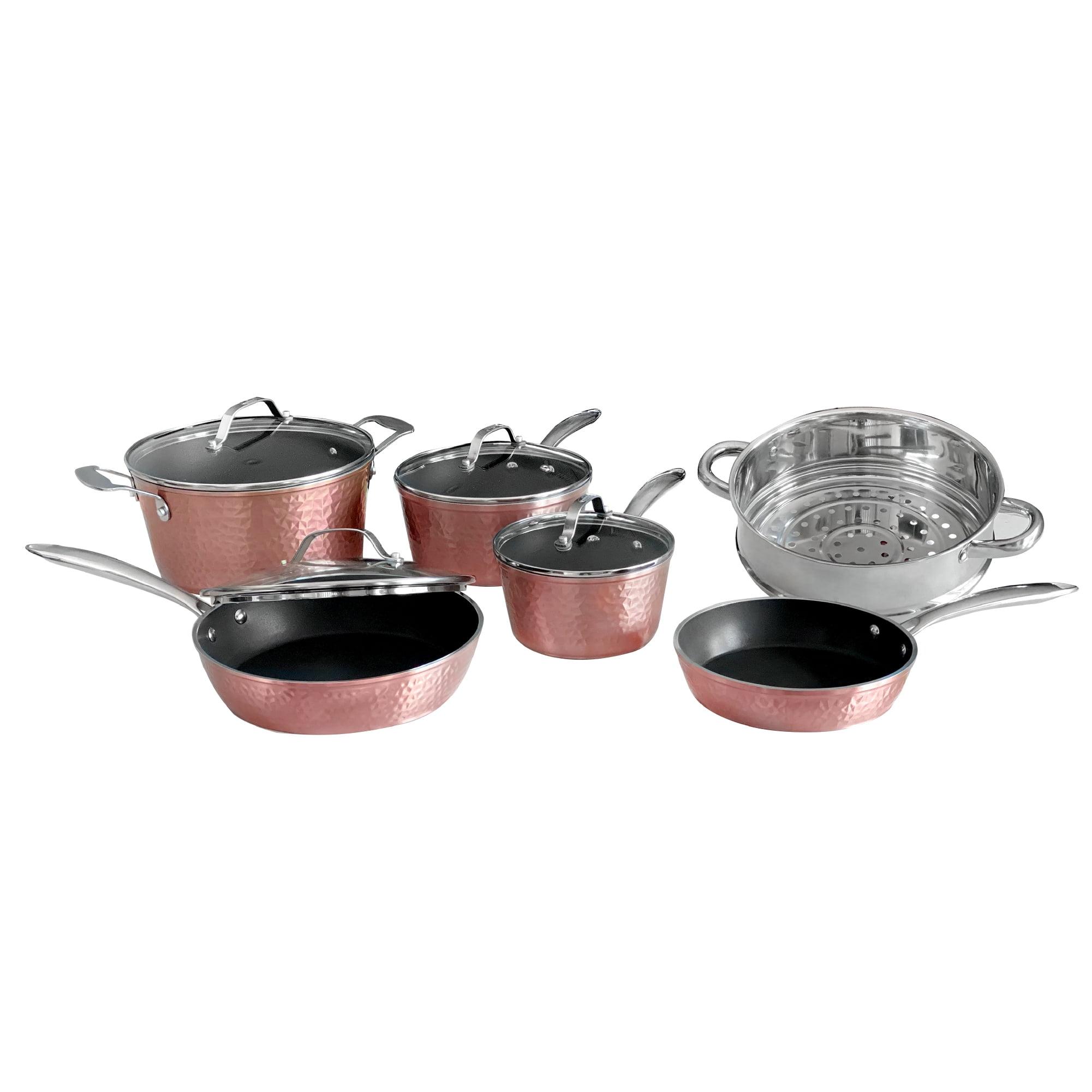 Orgreenic 10 Piece Ceramic Non-Stick Cookware Set, Hammered Rose Gold