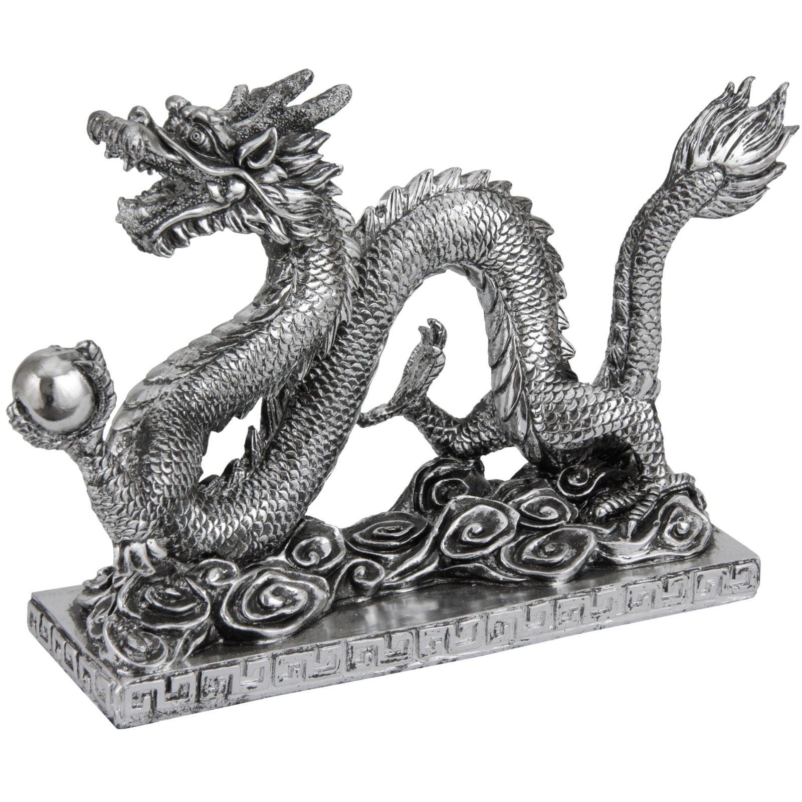 Oriental Furniture 12" Chinese Dragon Statue, figurine, decorative item