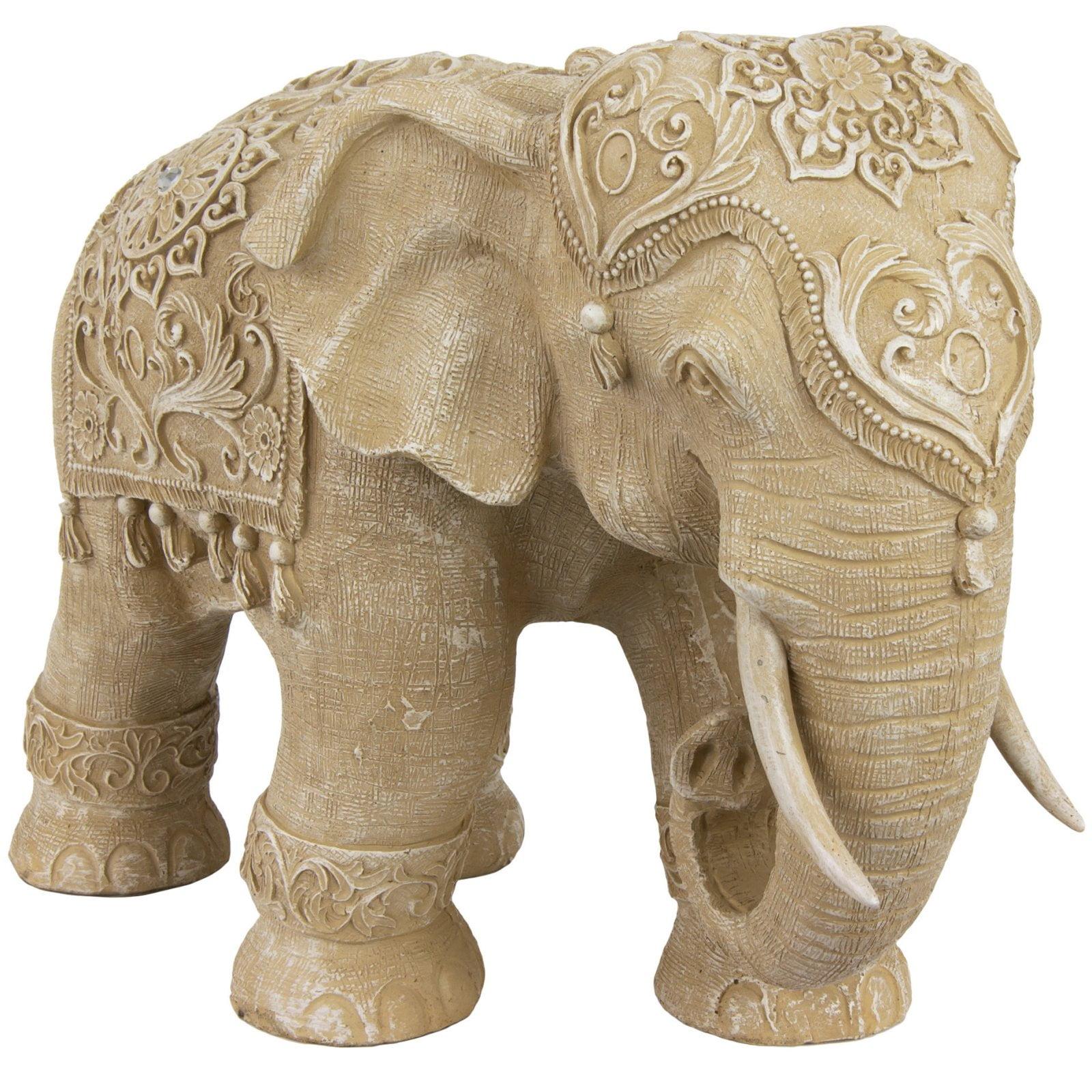 Oriental Furniture 20" Ivory Elephant Statue