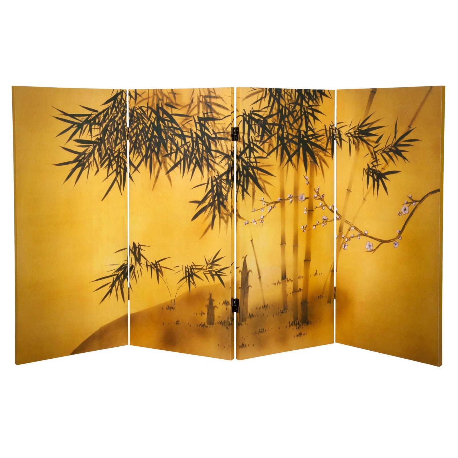 Oriental Furniture 3 ft. Tall Bamboo Tree Canvas Room Divider - 4 Panel