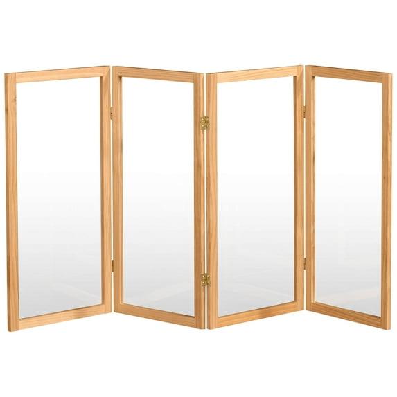 Oriental Furniture 3 ft. Tall Clear Screen Natural - 4 Panel