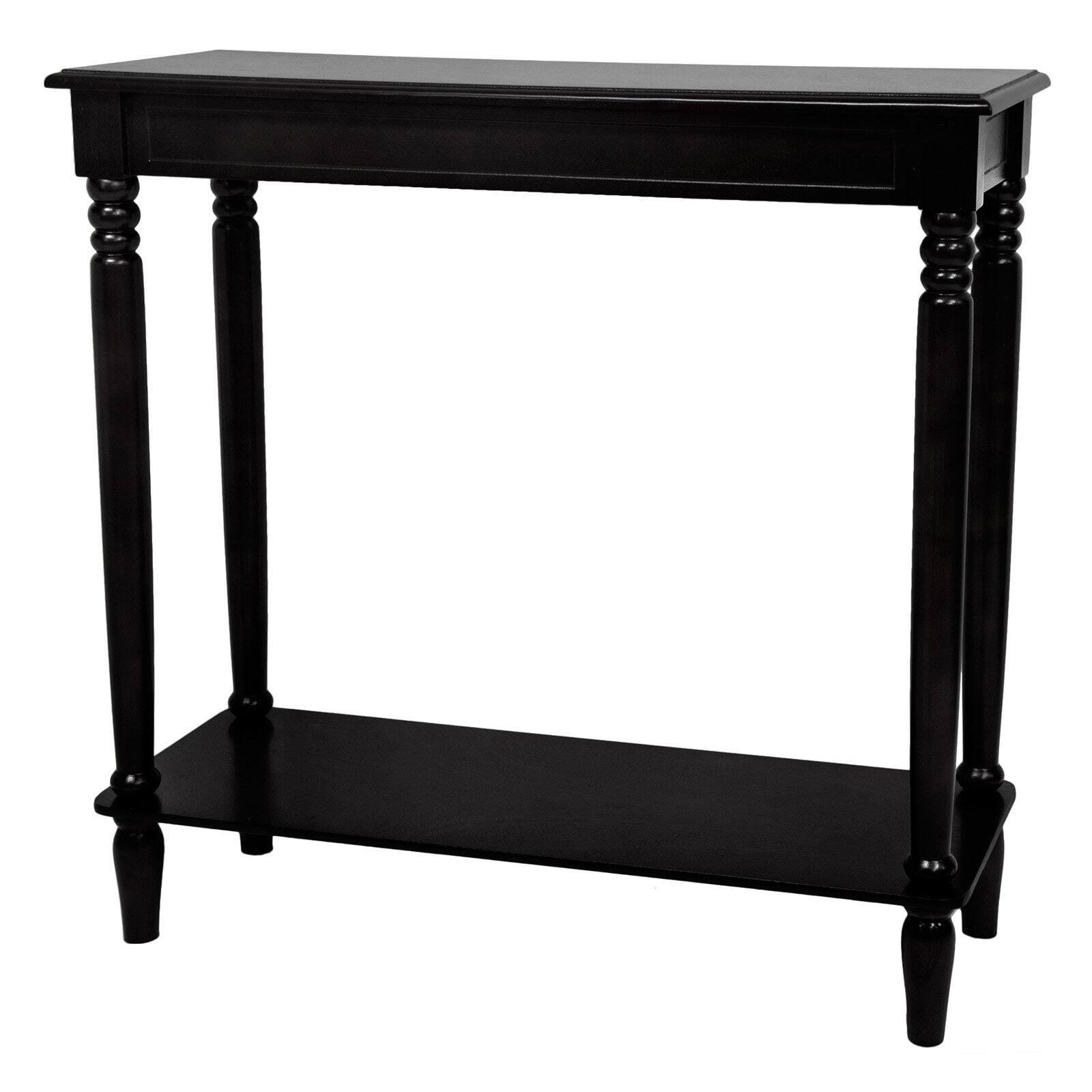 Adelphi Traditional Black Wood Console Table with Storage Shelf