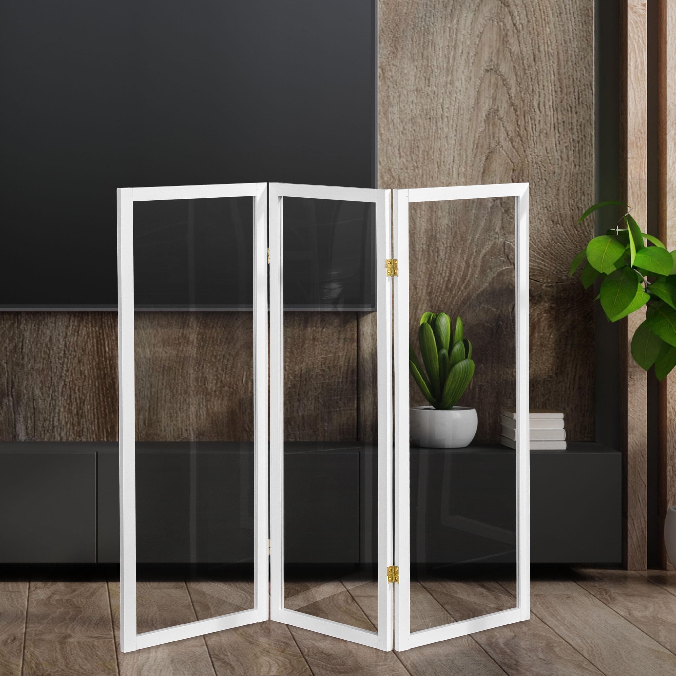 4 ft. Tall White Acrylic 3-Panel Folding Screen