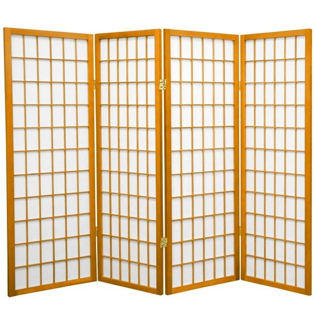 Red Lantern 4 ft. Short Window Pane Shoji Screen - Honey - 4 Panels