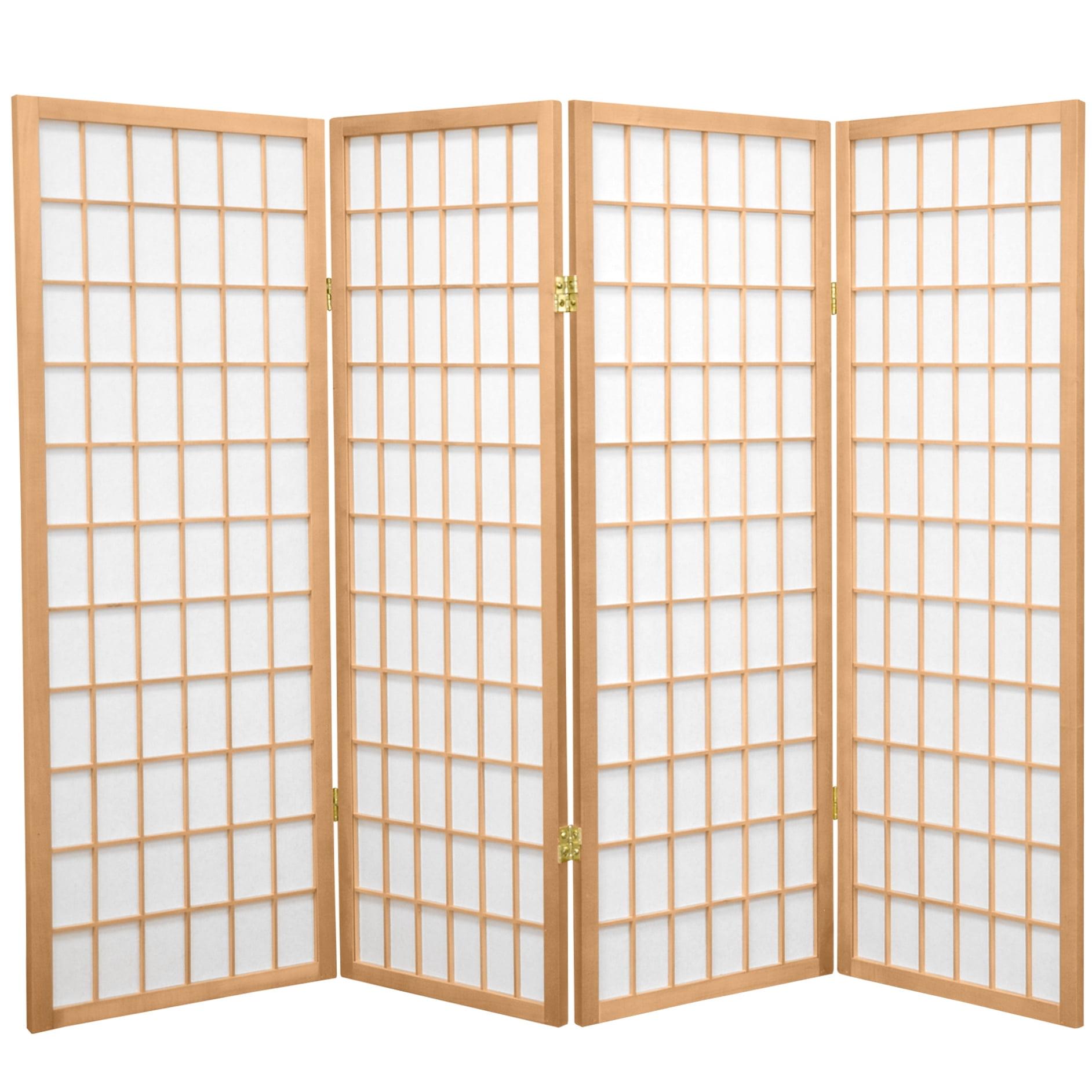 4 ft. Tall Window Pane Shoji Screen - Natural (4 Panels)