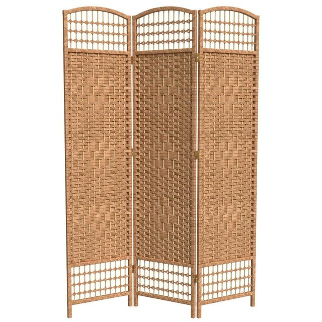Oriental Furniture 5 1/2 ft. Tall Fiber Weave Room Divider - Natural - 3 Panel