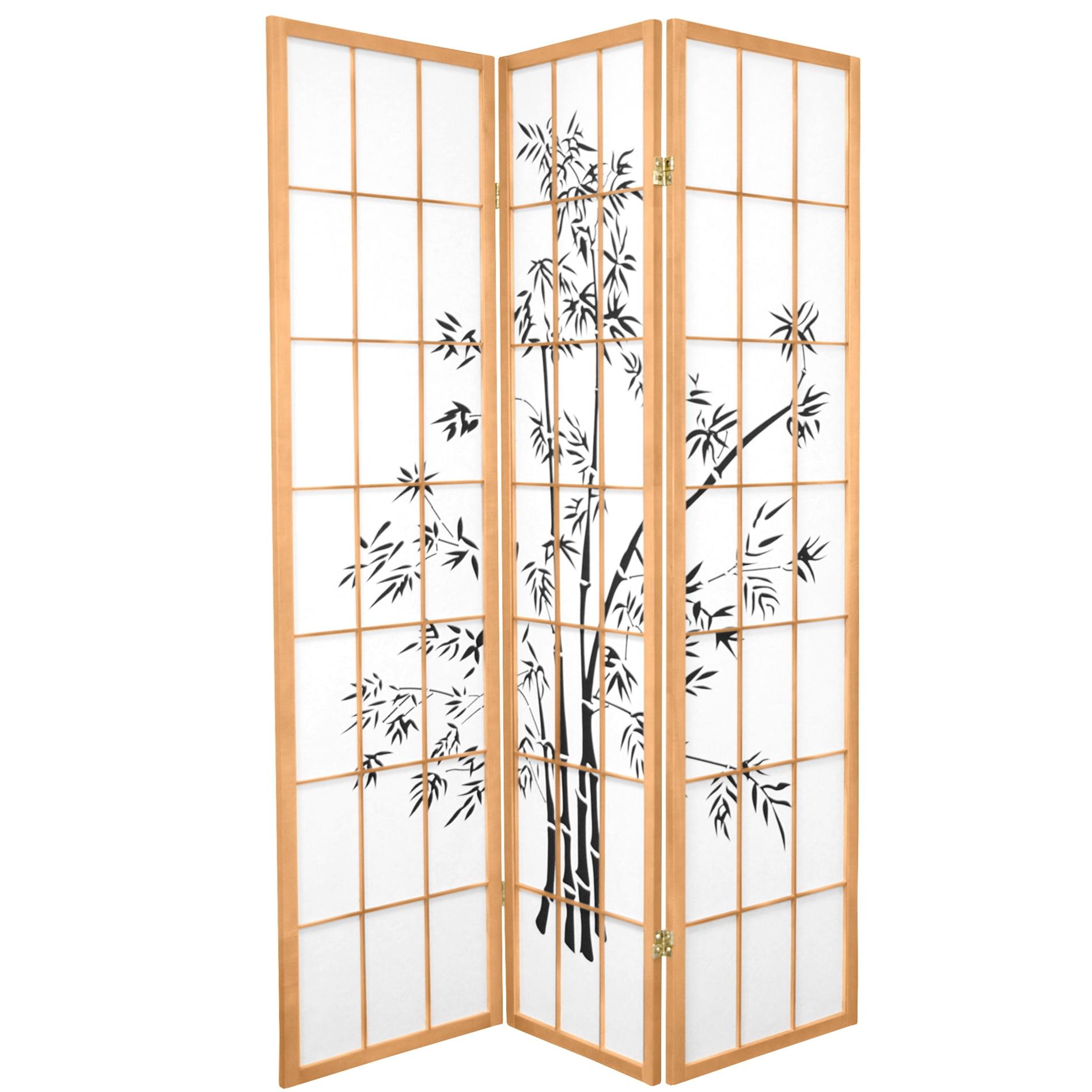 Oriental Furniture 6 Ft Tall Lucky Bamboo Room Divider, 3 panel, natural color, traditional