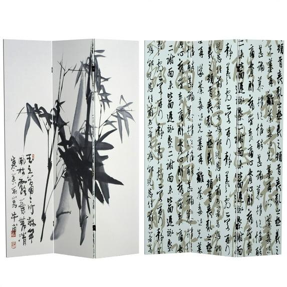 Oriental Furniture 6 ft. Tall Bamboo Calligraphy Canvas Room Divider - 3 Panel
