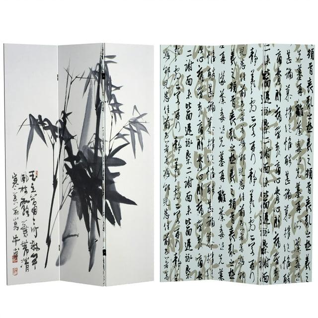Oriental Furniture 6 ft. Tall Bamboo Calligraphy Canvas Room Divider - 3 Panel