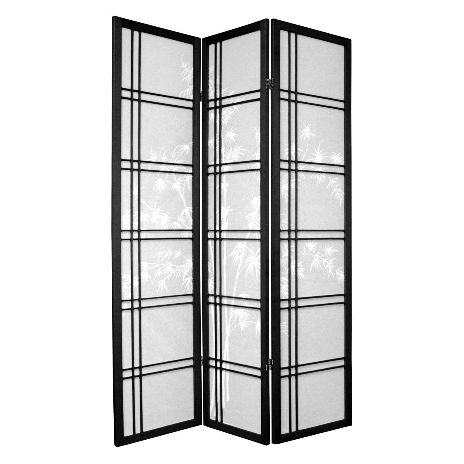 Elegant Bamboo Tree Shoji Folding Screen in Black