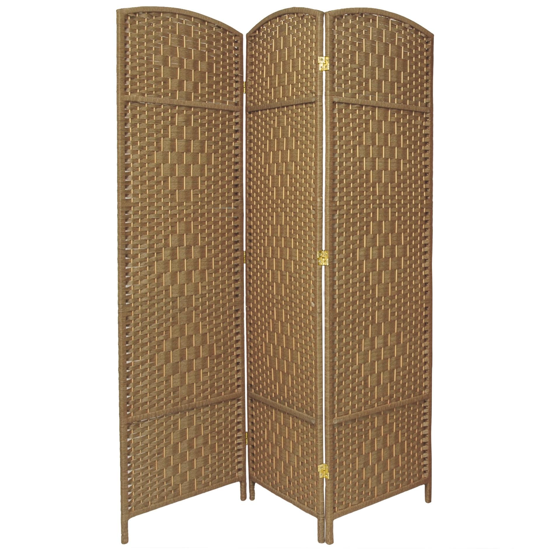 Oriental Furniture 6 ft. Tall Diamond Weave Room Divider - Natural - 3 Panel