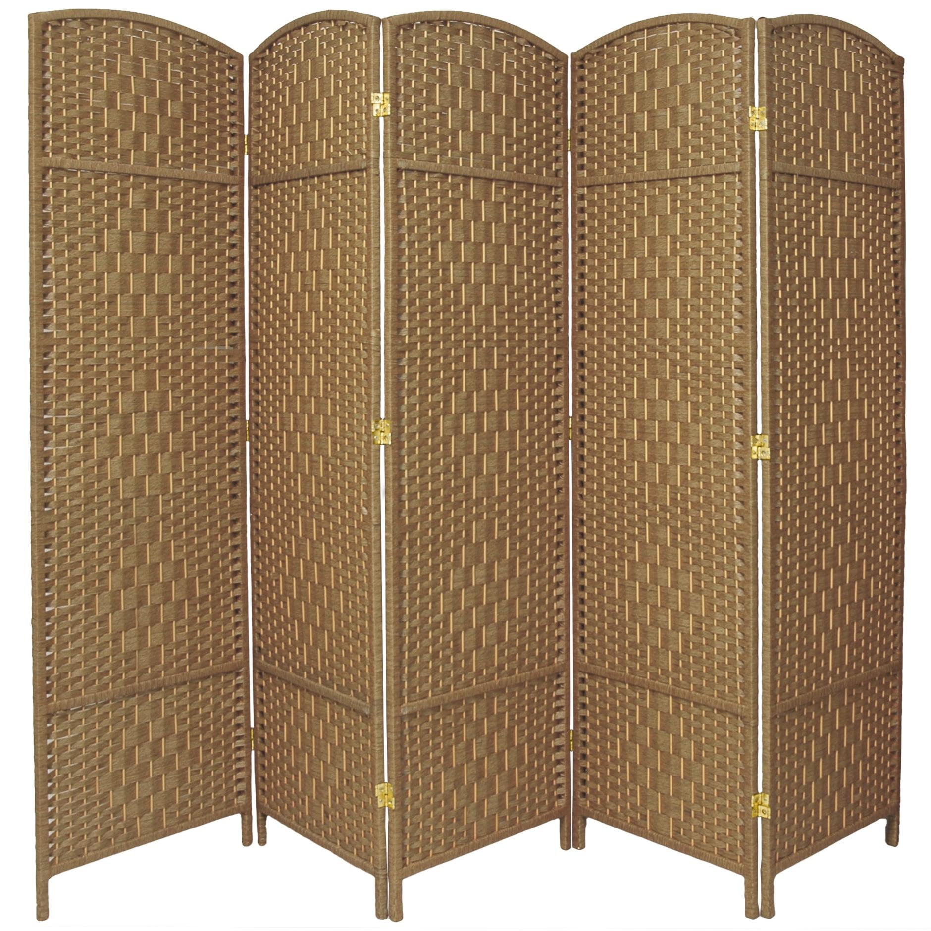 Oriental Furniture 6 ft. Tall Diamond Weave Room Divider - Natural - 5 Panel