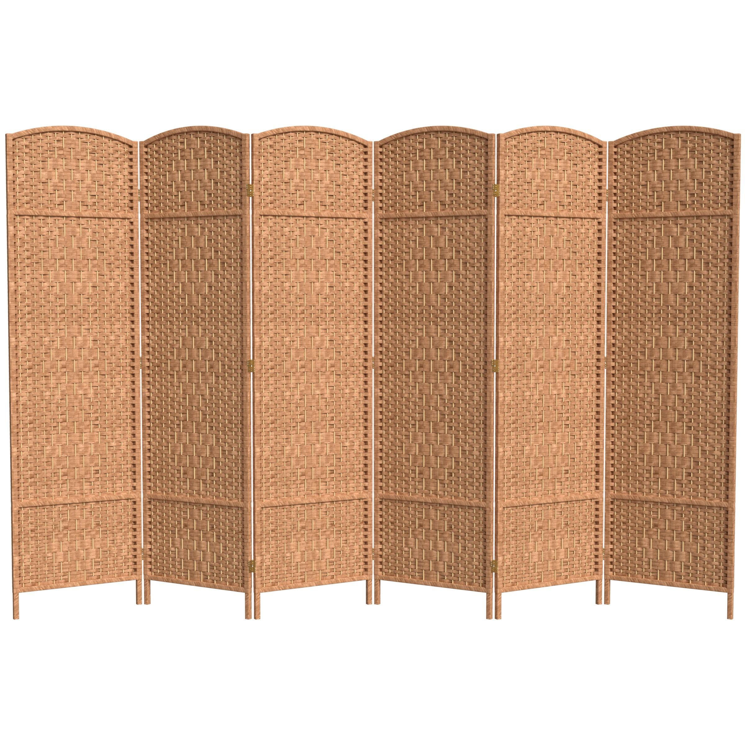Oriental Furniture 6 ft. Tall Diamond Weave Room Divider - Natural - 6 Panel