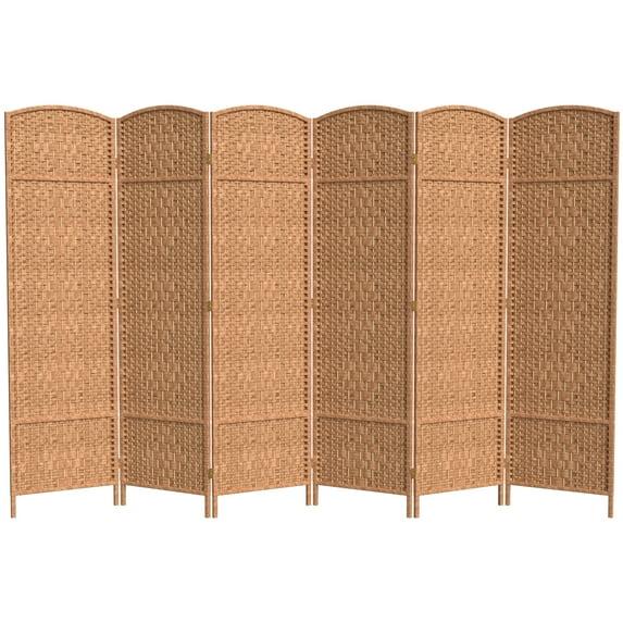Oriental Furniture 6 ft. Tall Diamond Weave Room Divider - Natural - 6 Panel