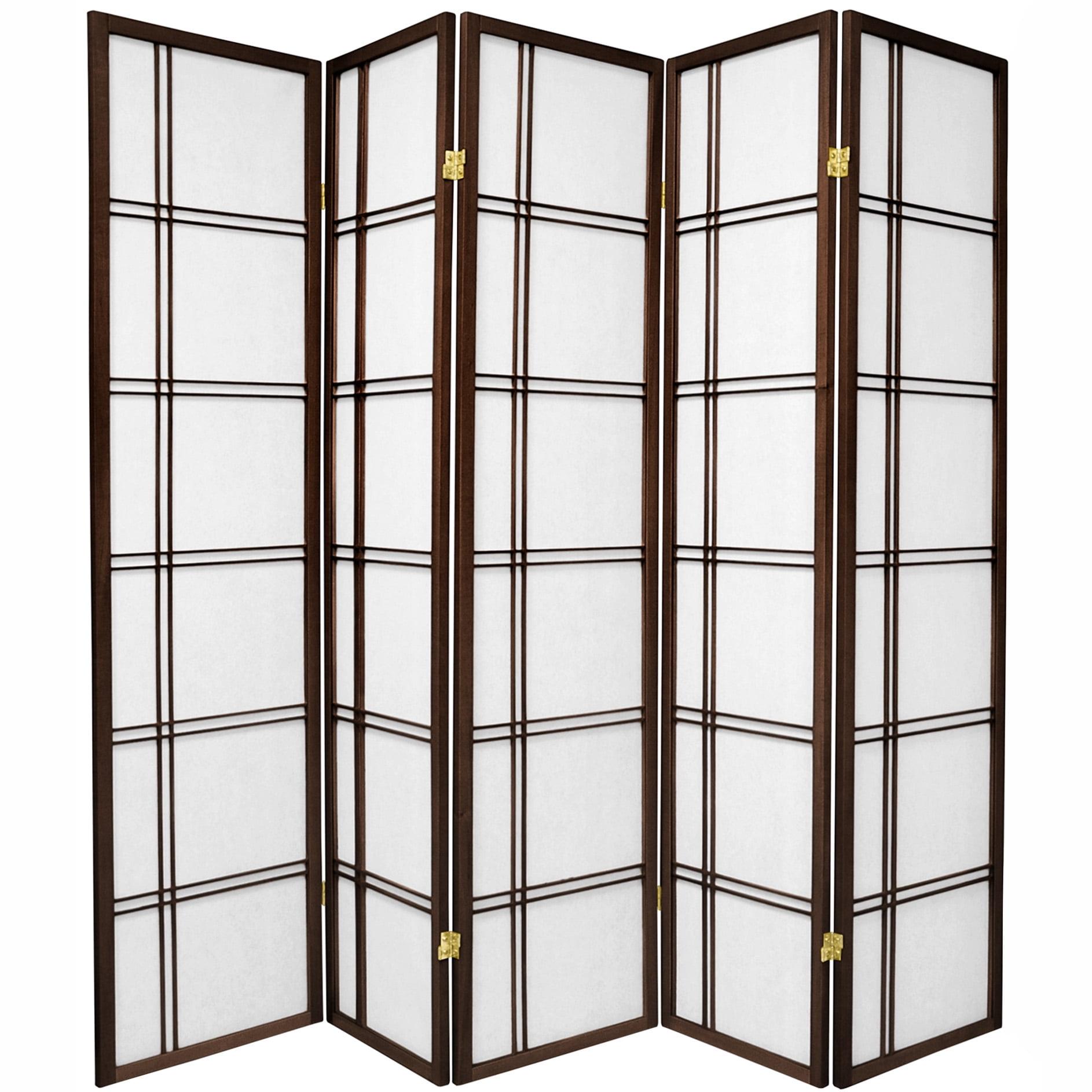 6 ft. Tall Walnut Shoji Screen with Double Cross Design