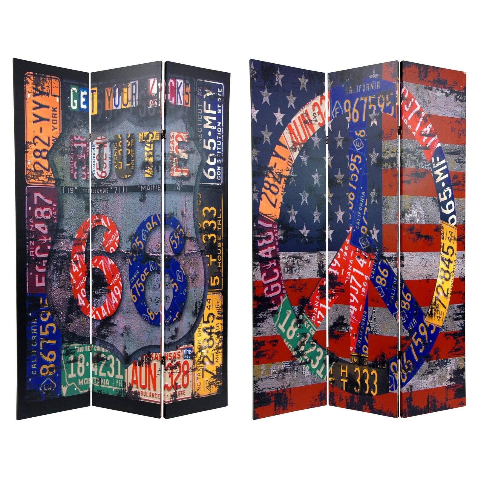 Oriental Furniture 6 ft. Tall Double Sided Americana Room Divider - 3 Panel