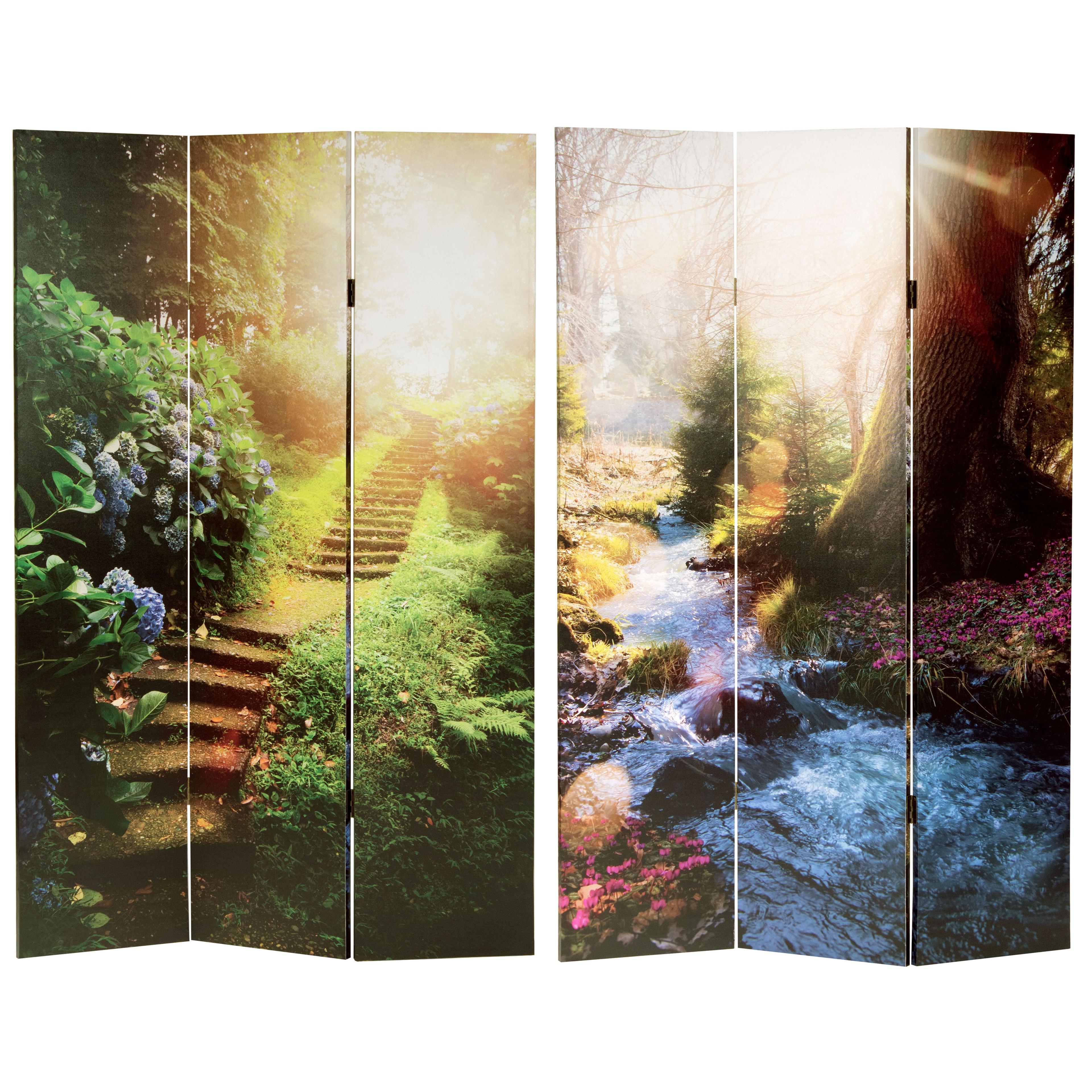 Millwood Pines 6 Ft. Tall Double Sided Stairway To Heaven Canvas Room Divider 3 Panel Freestanding Folding Privacy Screen Partition And Separator For Modern And Contemporary Bedroom Home Office Studio