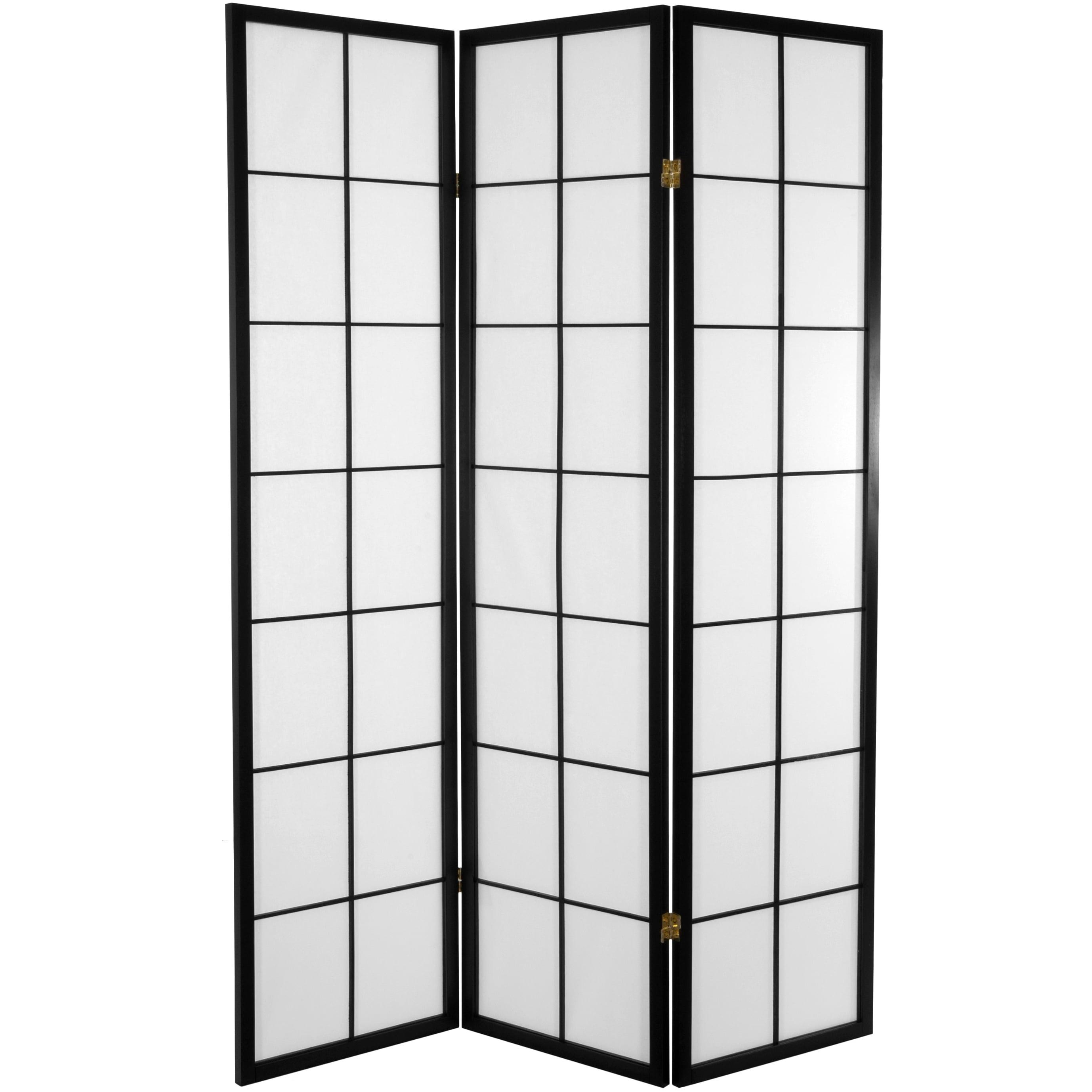 Oriental Furniture 6' Tall Japanese Shoji Room Divider 3 Panels Black