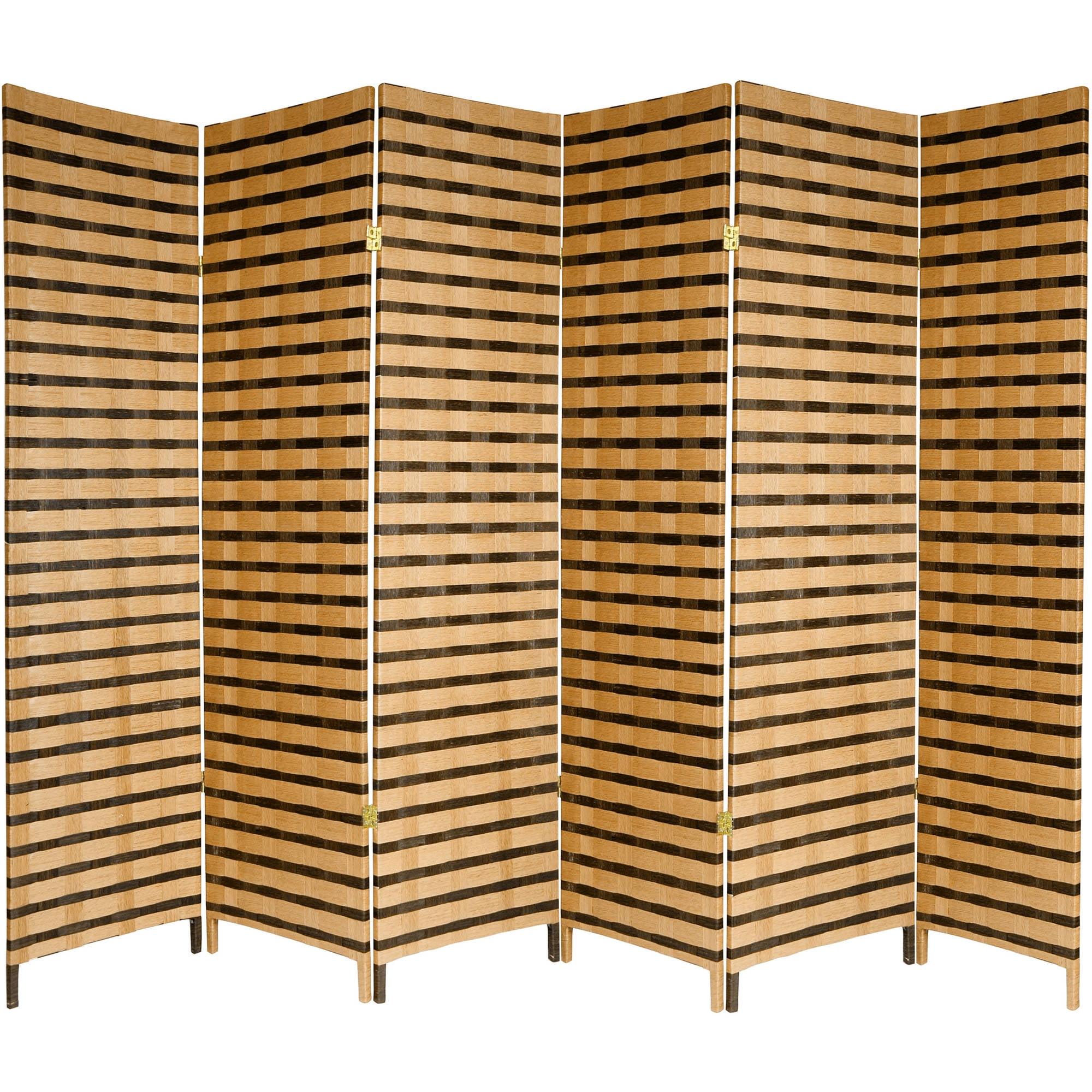Oriental Furniture 6 ft. Tall Two Tone Natural Fiber Room Divider