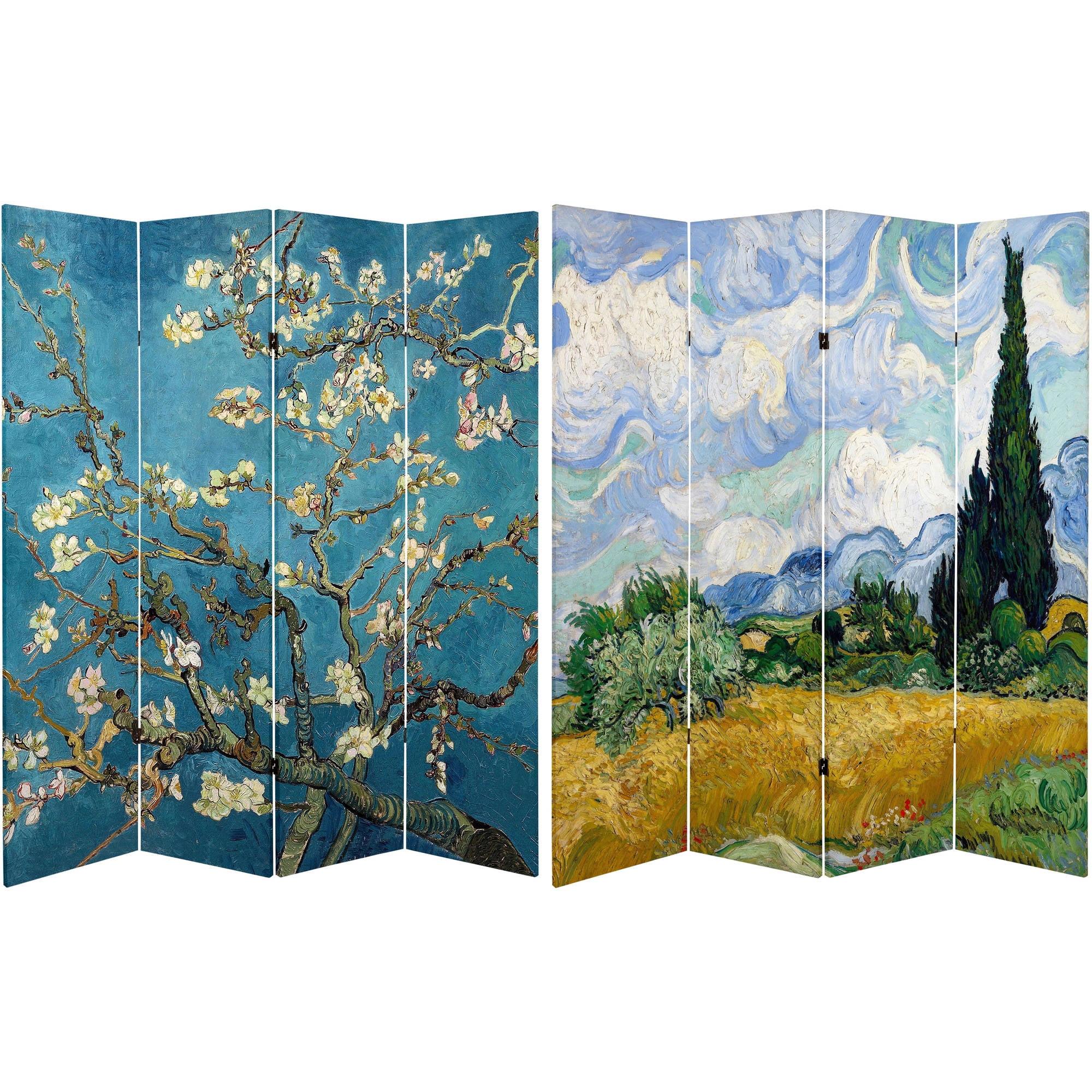 Oriental Furniture 6 ft. Tall Van Gogh Almond Blossom Canvas Screen - 4 Panel