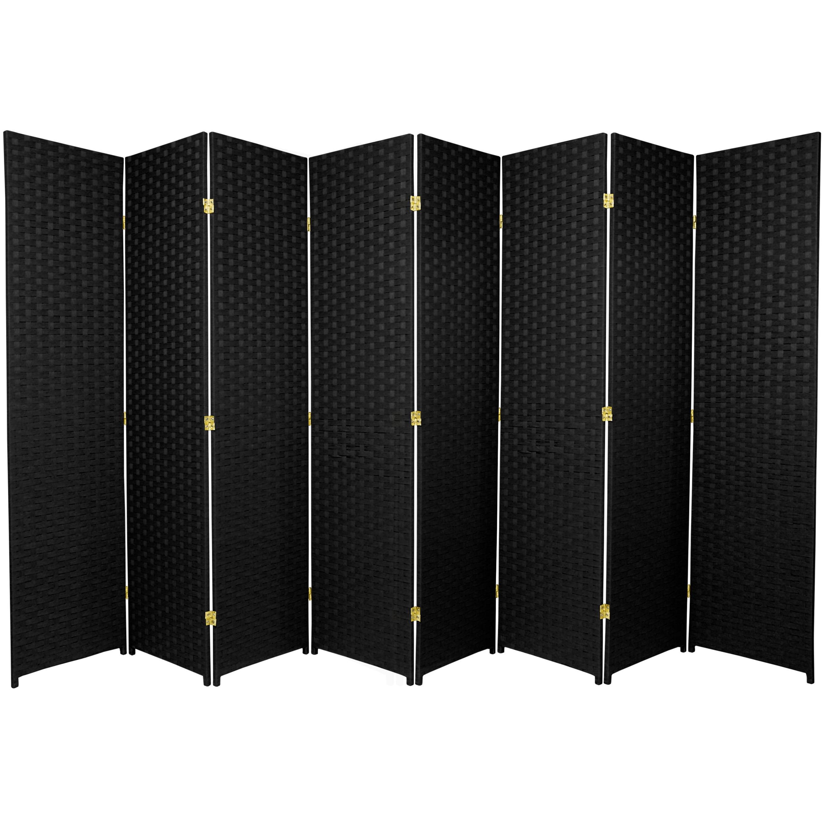 8 Panel Tall Woven Fiber Room Divider Black