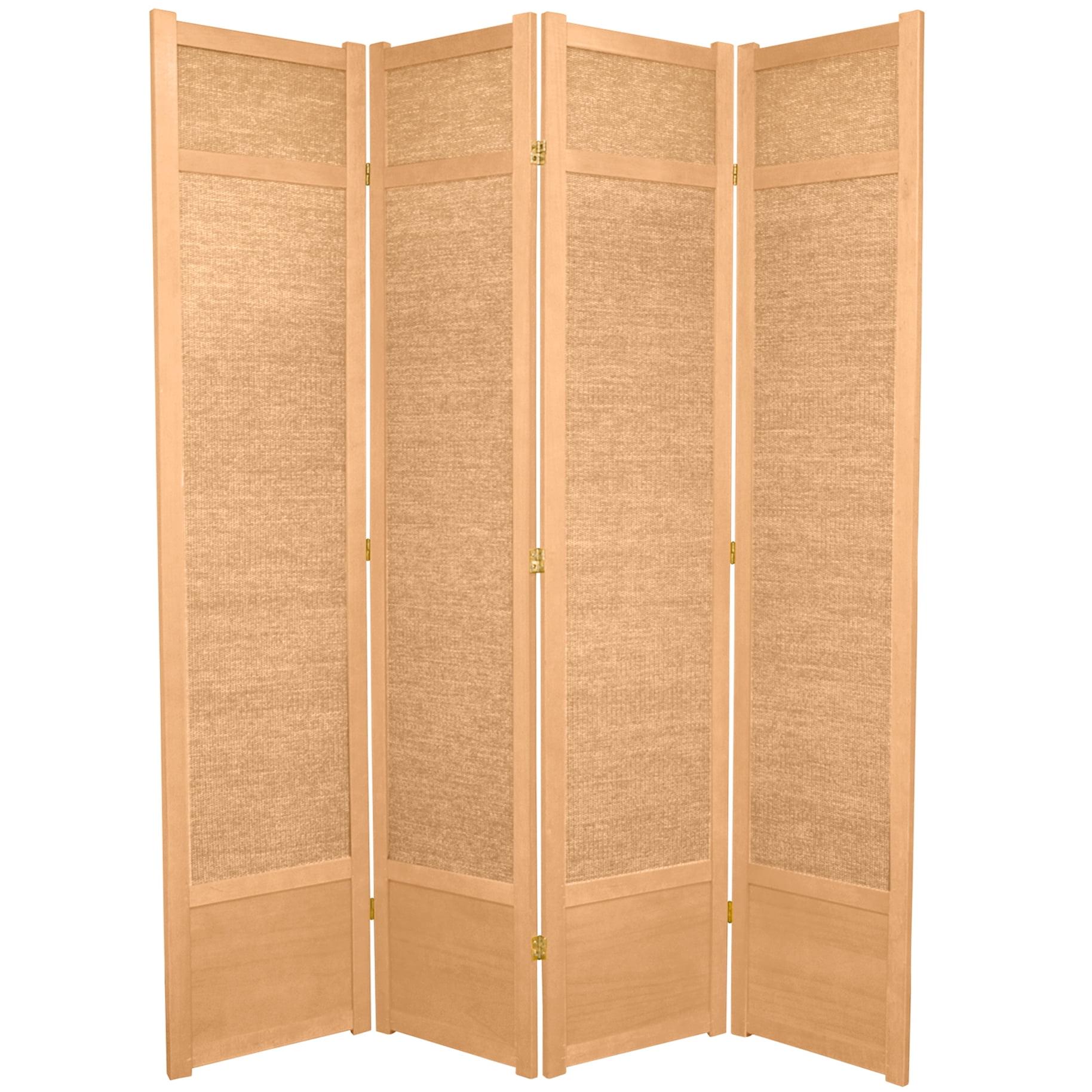 Oriental Furniture 7 Ft Tall Jute Shoji Screen, Natural, 4 panel