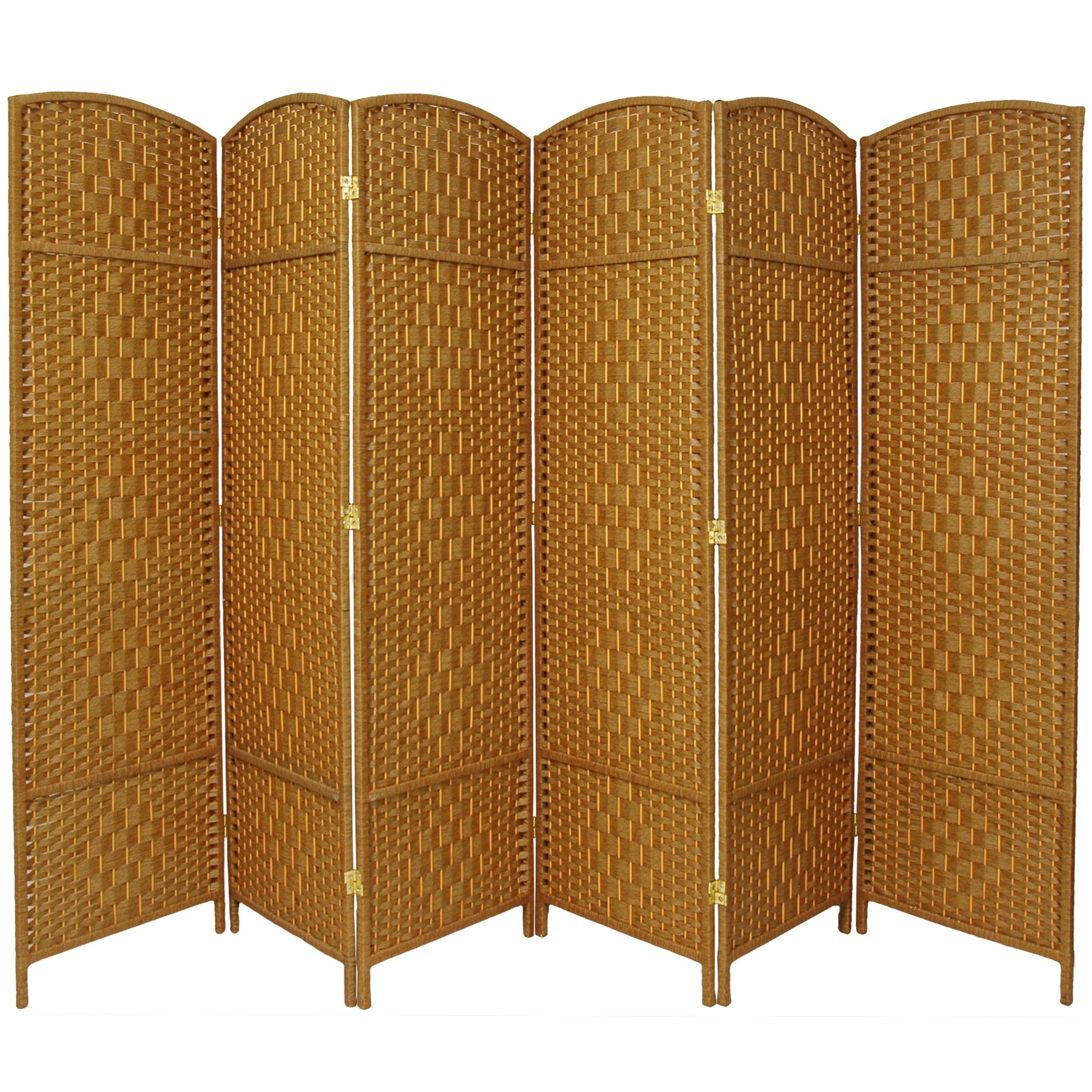 7 ft. Tall Diamond Weave Room Divider - Light Beige (6 Panels)