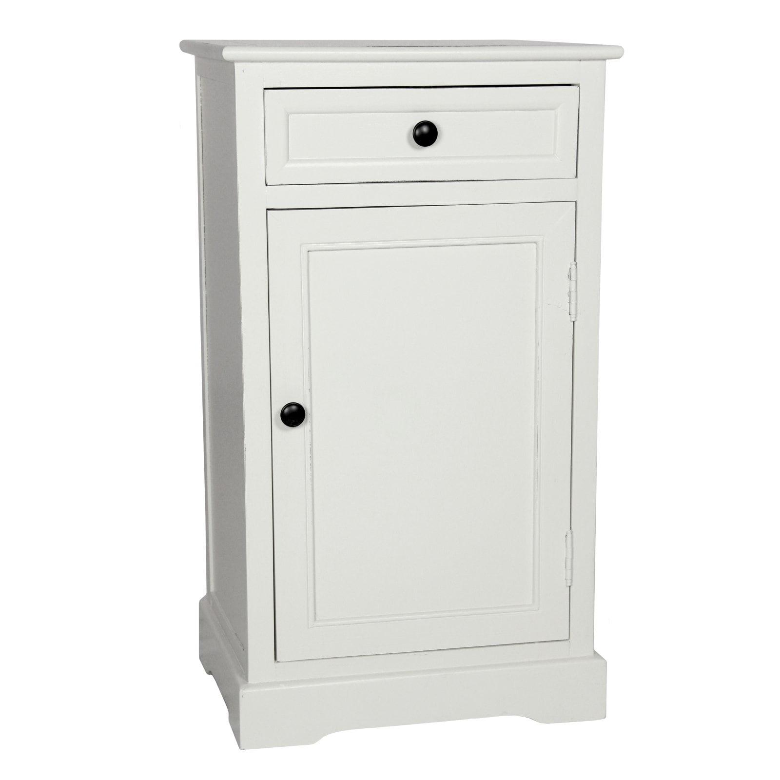 Classic White Manufactured Wood Nightstand with Cabinet and Drawer