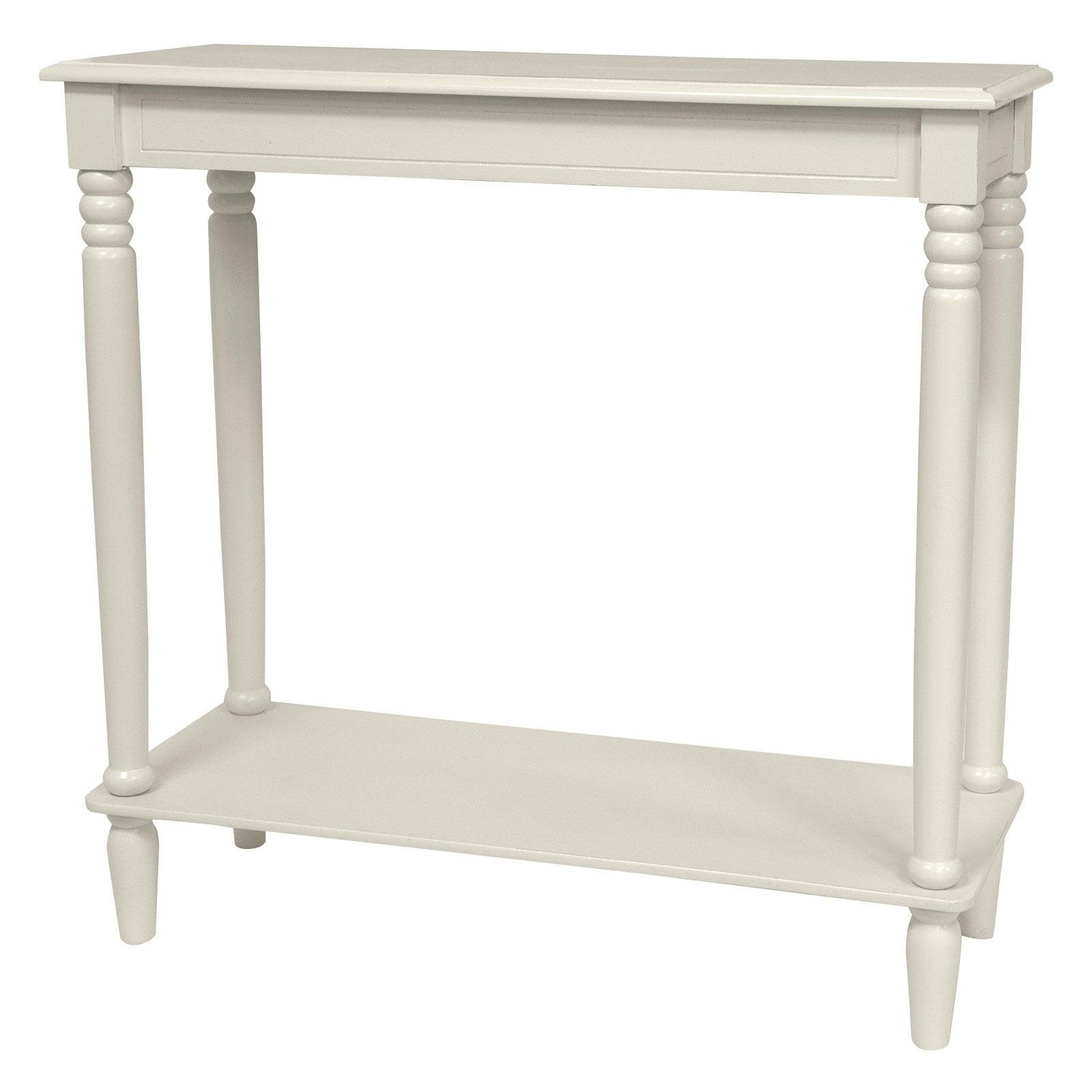 White Wood Console Table with Storage Shelf