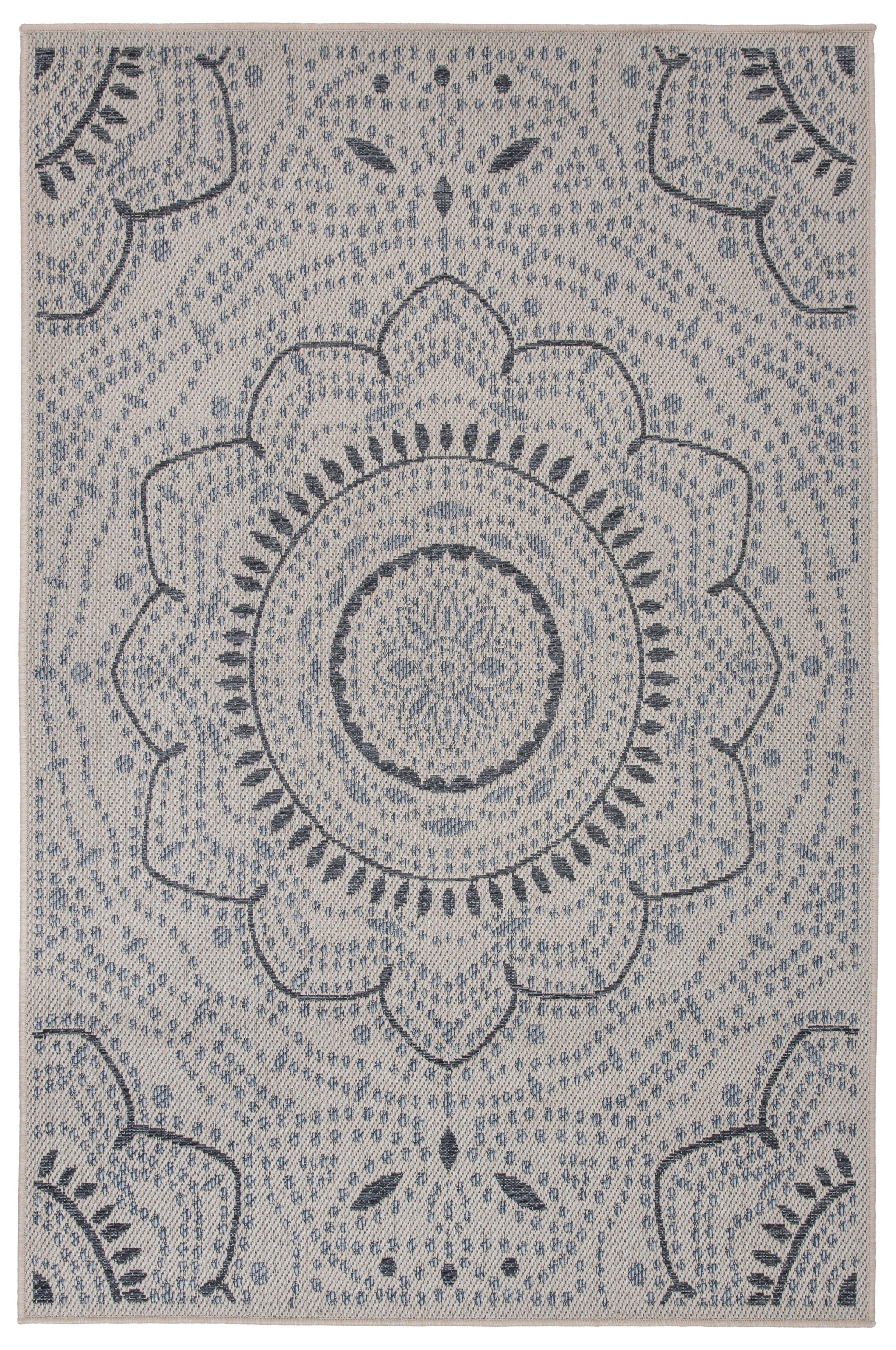 World Rug Gallery Portia Oriental Medallion Indoor/Outdoor Area Rug - Cream 7'10" x 10'