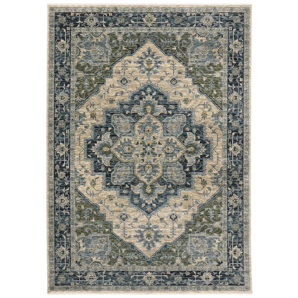 Oriental Weavers Aberdeen Area Rug 051G1 Traditional Blue Medallion Oriental 3' 3" X 5' Rectangle