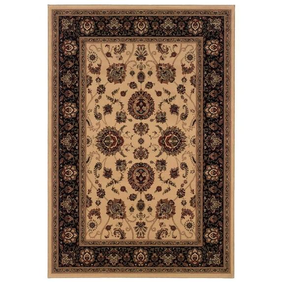 Oriental Weavers Ariana Area Rug - 130/7 - 6'7" x 9'6" - in Ivory/ Black - Vintage Inspired, Stain Resistant, Family and Pet Friendly , Dining, Living Room Rug