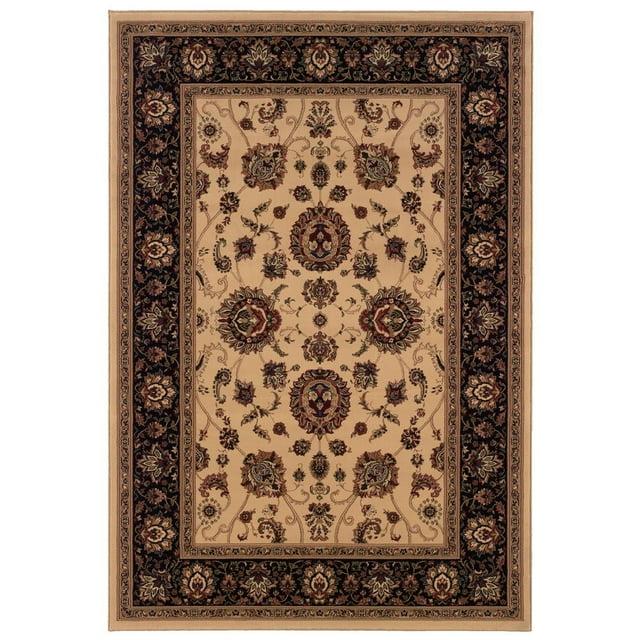 Oriental Weavers Ariana Area Rug - 130/7 - 6'7" x 9'6" - in Ivory/ Black - Vintage Inspired, Stain Resistant, Family and Pet Friendly , Dining, Living Room Rug