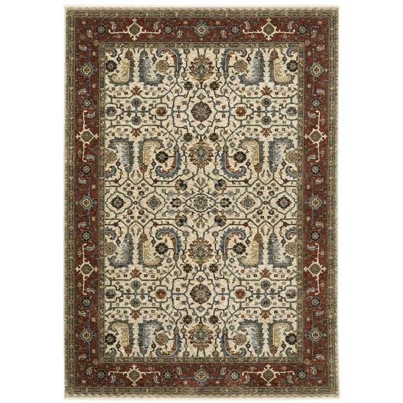 Oriental Weavers Aberdeen Area Rug - 144D1 - 3'3" x 5' - in Ivory/ Red - Vintage Inspired, Stain Resistant, Family and Pet Friendly , Entrway, Bedroom Rug