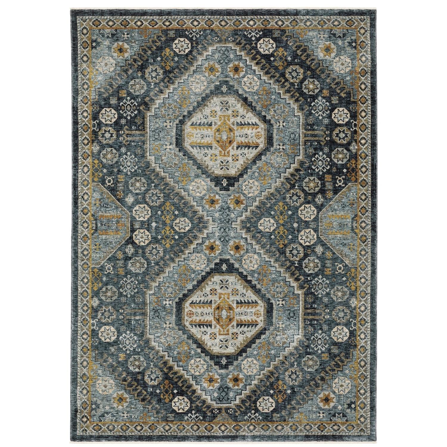 Oriental Weavers Aberdeen 7150B Blue/ Gold Indoor Area Rug - 5'3" x 7'6"