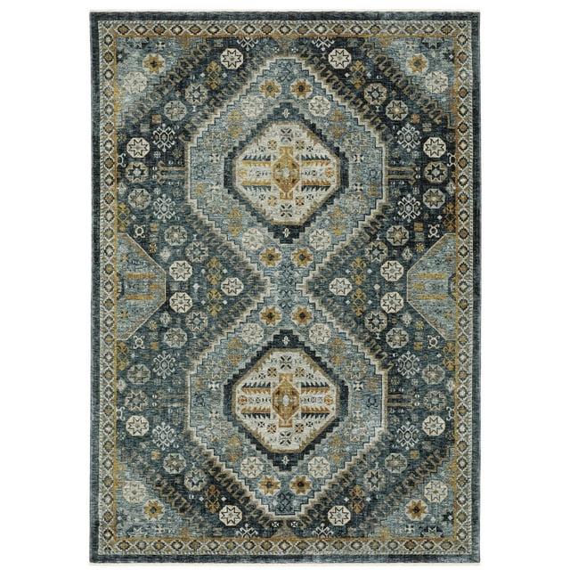 Oriental Weavers Aberdeen 7150B Blue/ Gold Indoor Area Rug - 5'3" x 7'6"