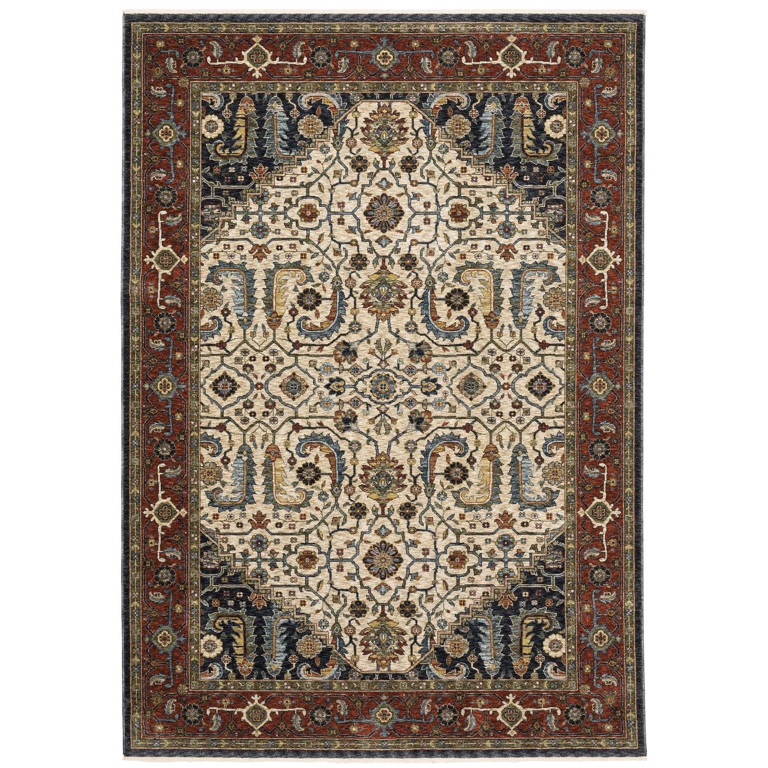 Oriental Weavers Aberdeen Area Rug - 752W1 - 3'3" x 5' - in Ivory/ Red - Vintage Inspired, Stain Resistant, Family and Pet Friendly , Entrway, Bedroom Rug