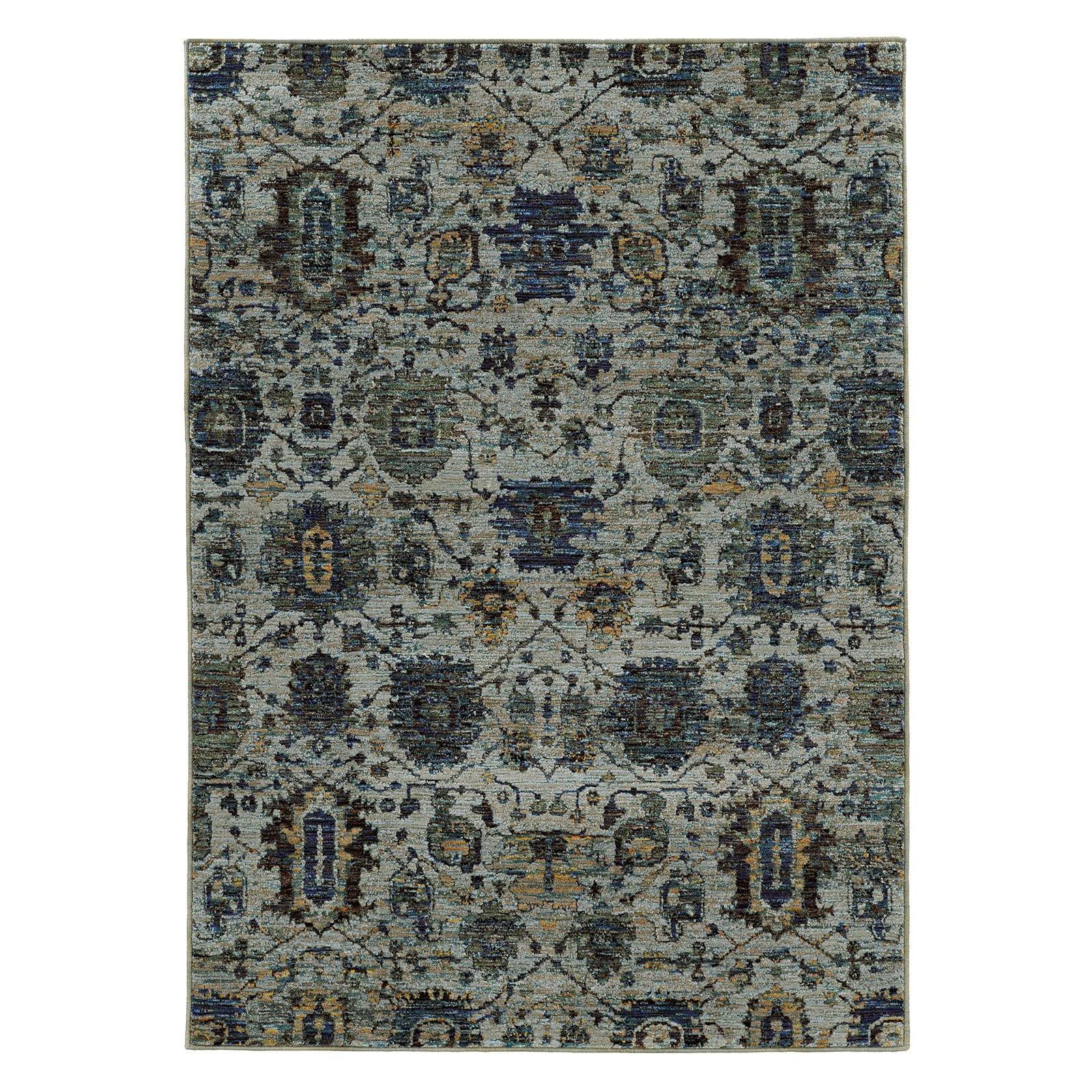 Luxurious Andorra Over-Dyed Blue Synthetic Area Rug, 63" x 87"