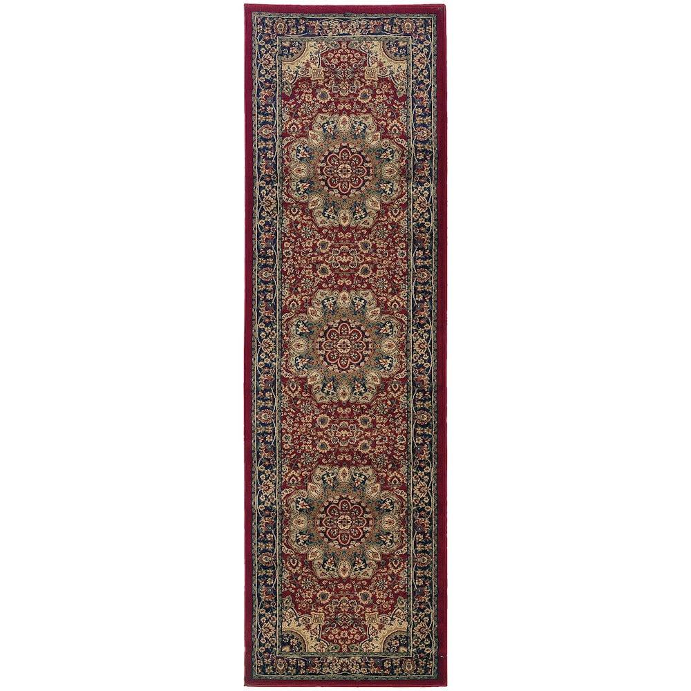 Ariana Red and Blue Oriental Synthetic Runner Rug 2'7" x 9'4"