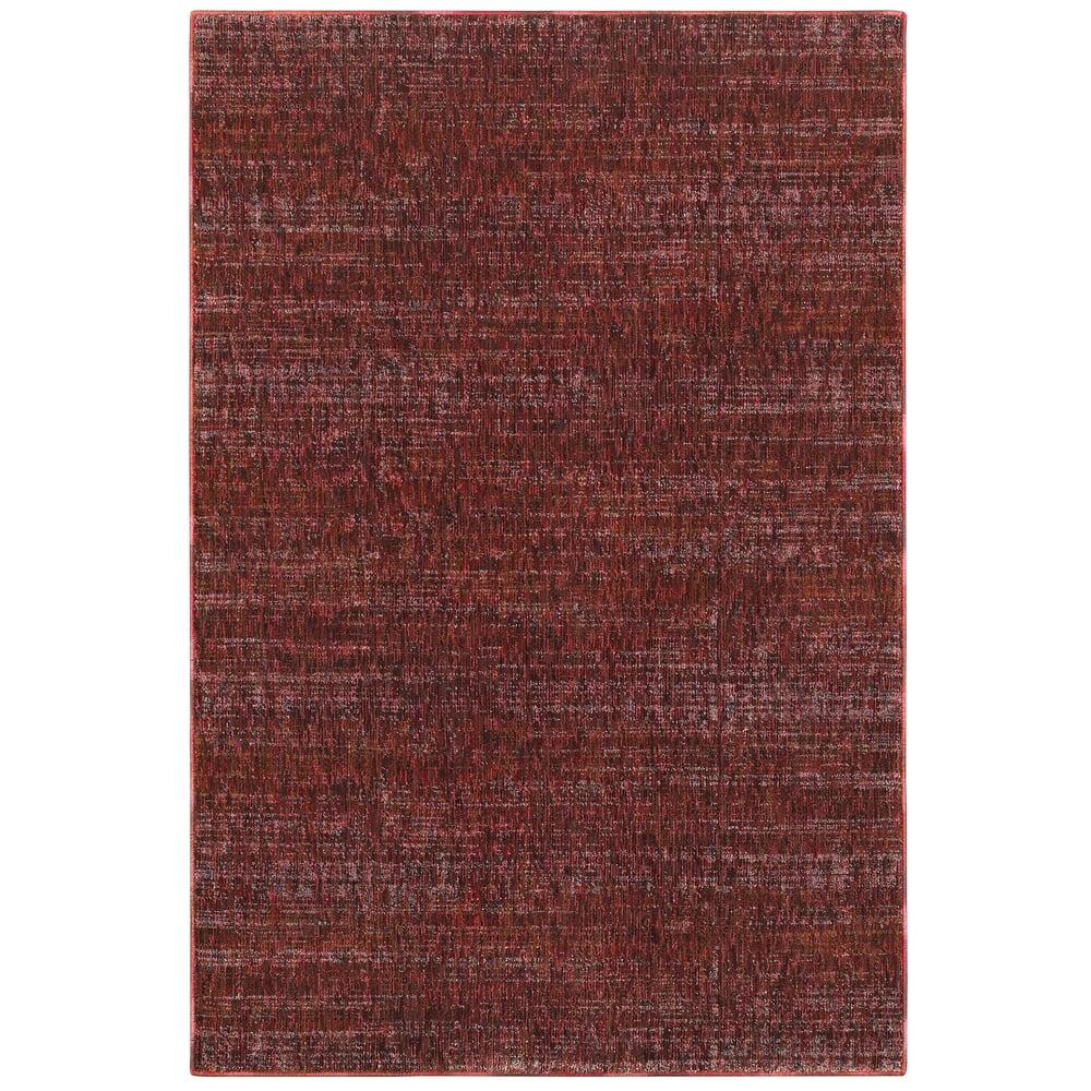 Atlas Red and Rust Rectangular Synthetic Area Rug