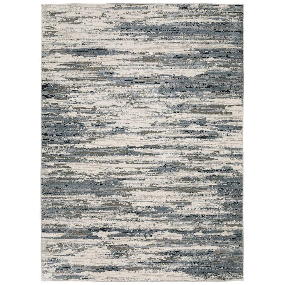 Oriental Weavers Caravan Area Rug - 750W8 - 7'10" x 10'10" - in Blue/ Gray - Modern Style, Stain Resistant, Family and Pet Friendly , Dining, Living Room Rug
