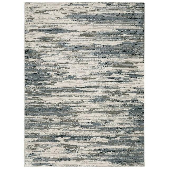 Oriental Weavers Caravan Area Rug - 750W8 - 7'10" x 10'10" - in Blue/ Gray - Modern Style, Stain Resistant, Family and Pet Friendly , Dining, Living Room Rug