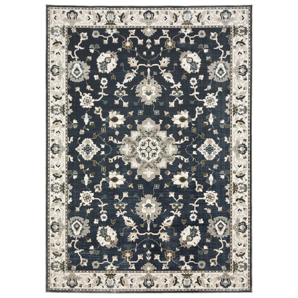 Ellington Blue and Beige Polyester Runner Rug 2'3" x 7'6"