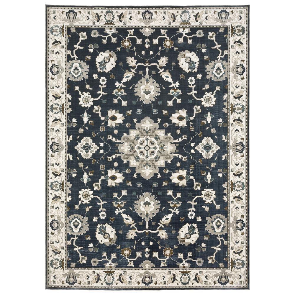 Oriental Weavers Ellington ELL08 Blue/ Beige Indoor Area Rug - 2'3" x 7'6"